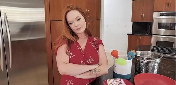  Crazy redhead MILF stepmom dropped down on her knees